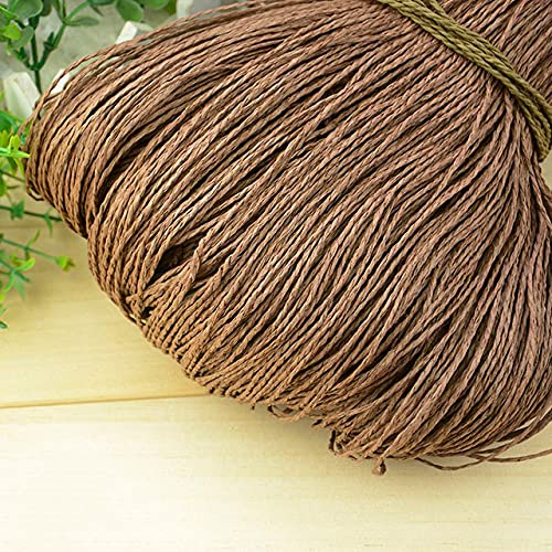 VIXDA 500g/lot Raffia Stroh Garn Sommer Hut Garn Häkelgarn für handgemachte Hüte Körbe Handwerk, Chocolate von VIXDA