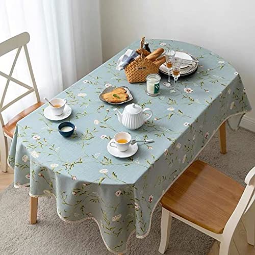 VIXDA Moderne Bedruckte Blumen Oval Esstischdecke Baumwolle Leinen Kaffee Tee Tischdecke mit Spitze für Zuhause Outdoor Dekoration von VIXDA