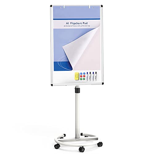 VIZ-PRO ECO Magnetisches mobiles Whiteboard, 91,4 x 61,1 cm, Staffelei, Flipchart-Ständer, Rollen, trocken abwischbar, mit Papierblöcken von VIZ-PRO