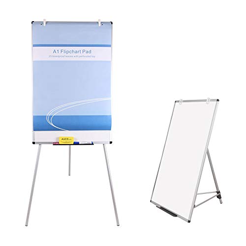 VIZ-PRO Flipchart | Whiteboard | Staffelei - höhenverstellbar, nicht magnetisch - 2er Pack 90 x 60 cm von VIZ-PRO