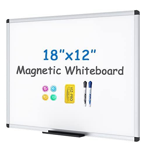 VIZ-PRO Magnetisches Whiteboard/Trockenabwischbares Board, 45 x 30 cm, inklusive 1 Radiergummi & 2 Marker & 4 Magneten von VIZ-PRO