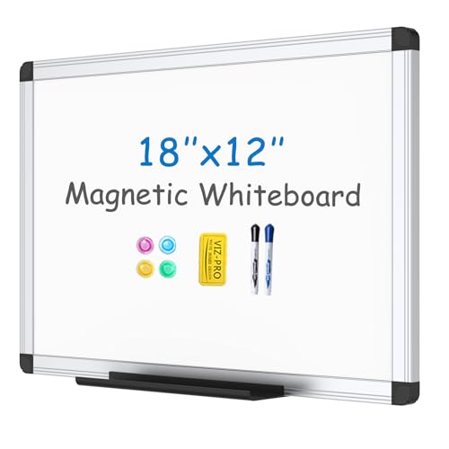 VIZ-PRO Magnetisches Whiteboard/Trockenabwischbares Board, 45 x 30 cm, inklusive 1 Radiergummi & 2 Marker & 4 Magneten von VIZ-PRO