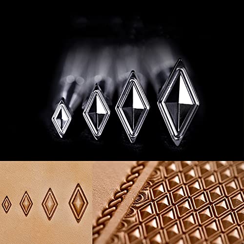 Diamond Stamps 3D Geometrisches Muster Lederstempel - Ein Stück oder Set mit 4 Leder-Stempelwerkzeugen aus Edelstahl (LX1-2, ein Stück) von VJEWEBLU