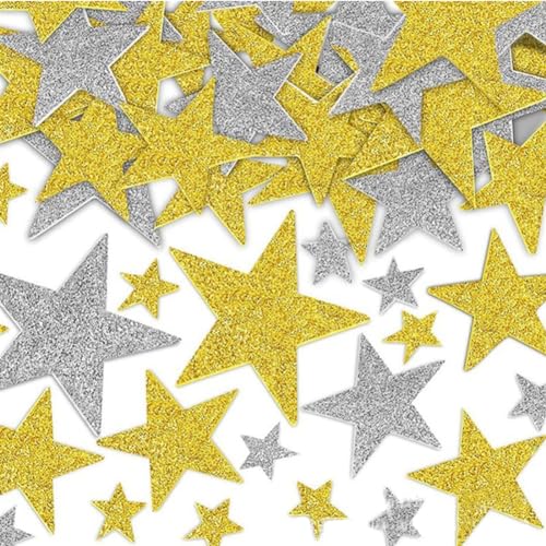 200 Stück Glitzerstern Aufkleber, Selbstklebend Stern Aufkleber, Sparkling Stern Schaum Aufkleber, Gold Und Silber Glitzerstern Sticker, für DIY Handwerk Weihnachtsdeko Geschenk Aufkleber von VJUYSW