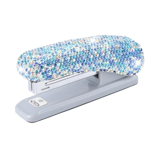 Heftgerät Kristall Glitter Diamant Strass Desktop Hefter Schule Liefert for Büro Schule(Blue) von VKEID