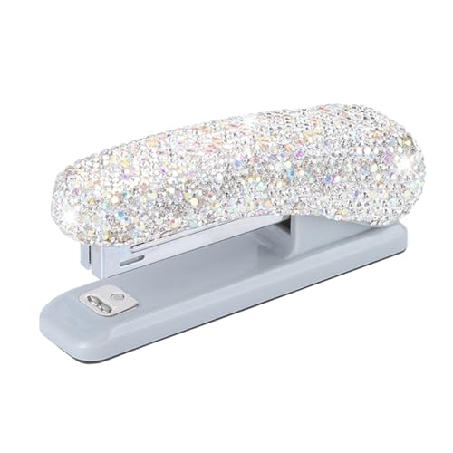 Heftgerät Kristall Glitter Diamant Strass Desktop Hefter Schule Liefert for Büro Schule(White) von VKEID