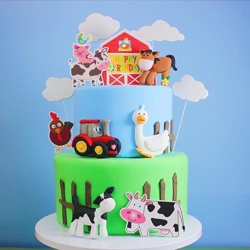 10 Stück Bauernhof Tier Cake Topper, Bauernhoftiere Geburtstagskuchen Topper Dekorationen, Kuh Tortendeko, Tortendeko Geburtstag, für Kinder Geburtstagsfeier von VMOTA