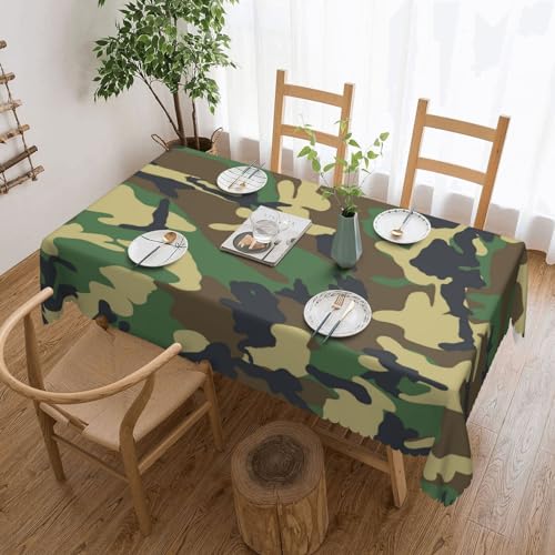 VMUDJAPRG Rechteckige Tischdecke, Militär-Design, Tarnmuster, 137,2 x 182,9 cm, mit dekorativem Rand, perfekte Tischdecke für jeden Anlass, Grün von VMUDJAPRG