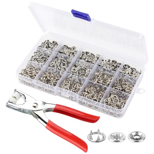 VMUTGA 200 Sets Druckknöpfe, Metall Druckknöpfe Kit Nähfrei Druckknopf Buttons Druckknöpfe Ohne Nähen Nähzubehör mit Zange für DIY Sewing Basteln Kinderbekleidung Kleidung Taschen Repareren (9.5mm) von VMUTGA