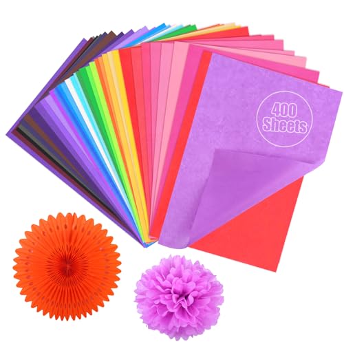 VMUTGA 400 Blatt Transparentpapier Bunt, 40 Farben Seidenpapier, 21 x 30 cm, Geschenkpapier aus Seidenpapier für Kunsthandwerk, DIY, Geburtstag, Hochzeit, Babyparty, Geschenkpapier von VMUTGA