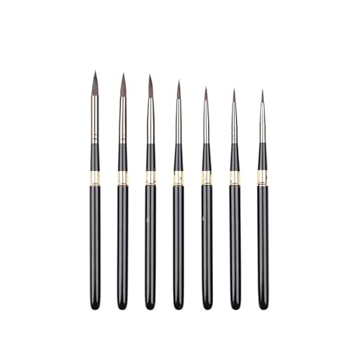 VNABO Exquisites Pinsel-Set, 7 Aquarell-Hakenstifte, abnehmbarer Metall-Stifthalter, tragbarer Künstler, Öldetail-Malpinsel von VNABO