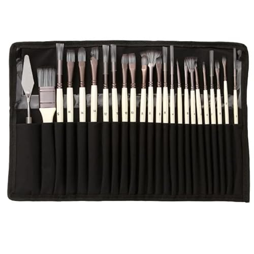 VNABO Exquisites Pinsel-Set mit Nylong-Haarstiften, Set mit Tasche, Detailpinsel, Aquarell, Acryl, Zeichnen, Künstler, Ölmalerei, Pinsel, 24 Stück von VNABO