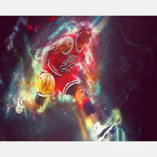 VNLMKS 5D Diamond Painting Erwachsene Kits DIY Diamant Malerei Set Komplette Strassstein Stickerei Crystal Strass Malerei Basketball-Spieler für Haus, Wand, Eingang Dekorationen 30x30cm von VNLMKS