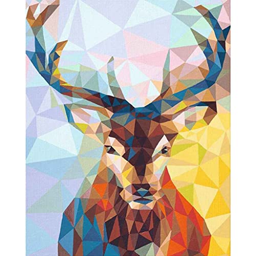 VNLMKS DIY 5D Diamant Malerei Kit, Voller Diamond Painting Anfänger Kreuzstich Abstraktes Tier Hirsch Nach Zahlen Diamant Painting Arts Craft Gemälde für Home Wanddekoration (40x50cm) von VNLMKS