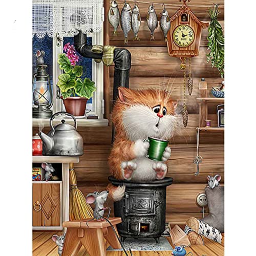 VNLMKS Diamant Malerei Kits, DIY 5D Diamond Painting Set, Crystal Strass Stickerei Kreuzstich Cartoon-Katze und Maus Nach Zahlen Diamant Painting Bilder Arts Craft für Home Wand Decor 50x60 cm von VNLMKS