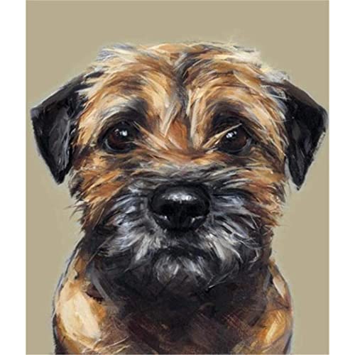 VNTEN 11CT Stoff-Kreuzstich-Border Terrier, DIY-Kunst-Stickerei-Set für Erwachsene, DIY-Geburtstagsgeschenk, handgefertigt für Erwachsene, 50 x 50 cm von VNTEN