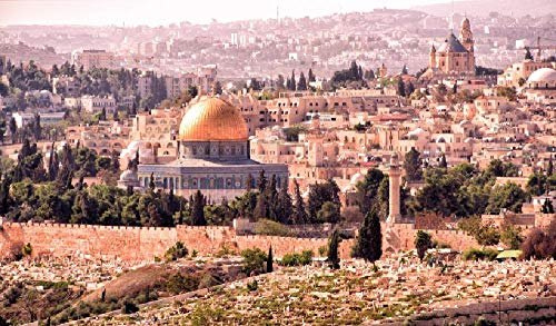 VNTEN 11ct Kreuzstich-Landschaft von Jerusalem, Israel, DIY-Kreuzstich-Set, Stick-Starter-Set, Wandkunst, Heimdekoration, 50 x 60 cm von VNTEN