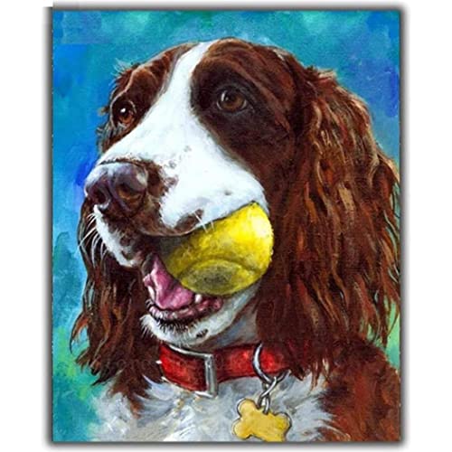 VNTEN 11ct vorgedrucktes, gestempeltes Kreuzstich-Set, englischer Springer Spaniel, Tierhund, Kreuzstich-Set, gestempelt, DIY, Anfänger, Erwachsene, Kinder, Heimdekoration, 40 x 40 cm von VNTEN