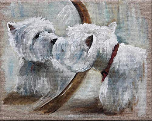 VNTEN 5D-Diamant-Malerei-Set zum Selbermachen, Westie-Hund, Vollbohrer, Kristall-Strass-Stickerei, Stickbilder, Kunst für die Wanddekoration zu Hause, 30 x 40 cm von VNTEN