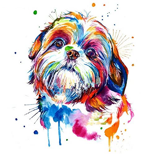 VNTEN Kreuzstich-Set für Erwachsene, Shih Tzu, DIY-Wandkunst, Dekoration für Anfänger und Kinder, Handarbeit, einfache Anfänger, 40 x 50 cm von VNTEN