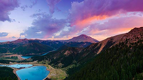 Vorgedruckte Kreuzstich-Sets für Erwachsene und Anfänger, USA, Colorado, Berge, Pikes Peak, Wald, See, 11-fädig, gezähltes, gestempeltes, vorgedrucktes Kreuzstichmuster-Set, Wanddekoration, 50 x 50 cm von VNTEN