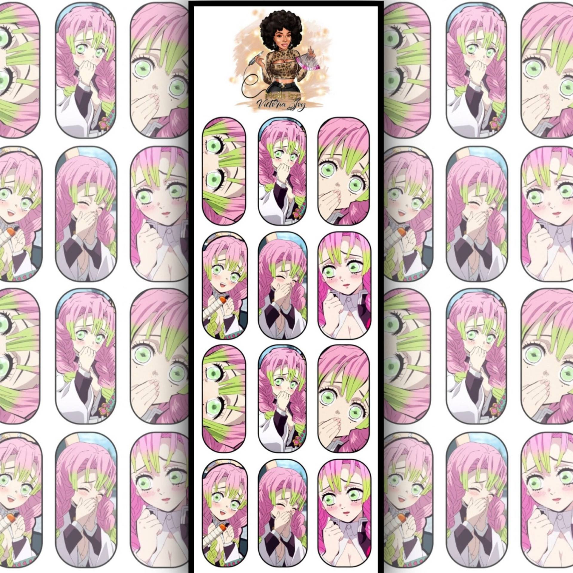 Liebhaber Mädchen Anime Nagel Aufkleber | Wasserschiebefolie Abziehbild Nagelsticker von VNailstalgic