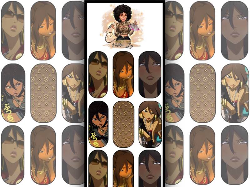 Michiko Anime Nagelabziehbilder | Wasserschiebefolie Nagel Abziehbild Nagelsticker von VNailstalgic