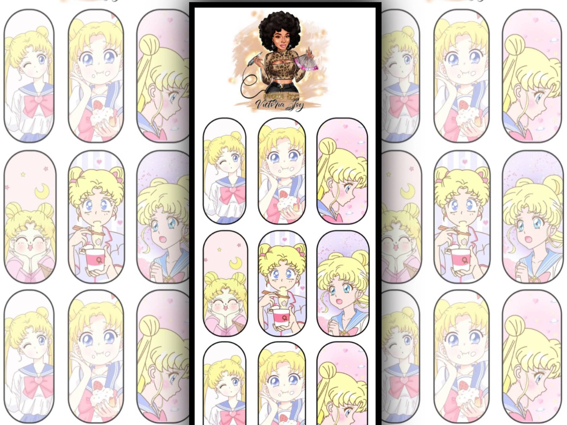 Sailor Moon Anime Nagel Aufkleber | Wasserschiebefolie Abziehbild Nagelsticker von VNailstalgic