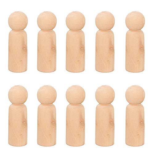 VOANZO 10 Stücke 63mm Unfinished Mädchen Holz Puppe Körper Engel Puppe Körper Peg, Holzpuppe Menschen für Kinder Kunst und Kreative DIY Handwerk (10-Jungen) von VOANZO