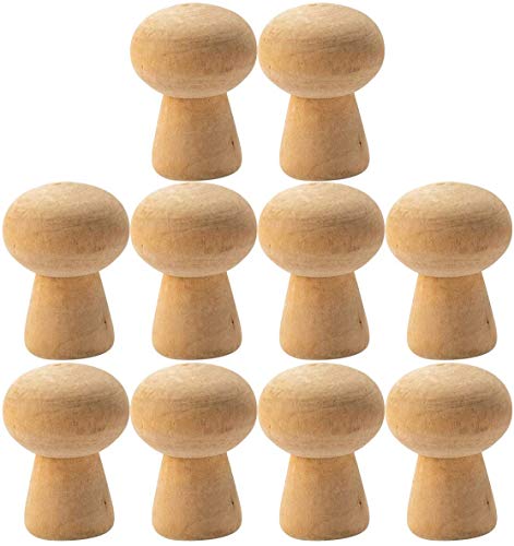 VOANZO 10pcs Holzpilzkopf Kleine Holzskulptur DIY Malerei Holzverzierung Handwerk Weihnachtsfest Dekoration von VOANZO