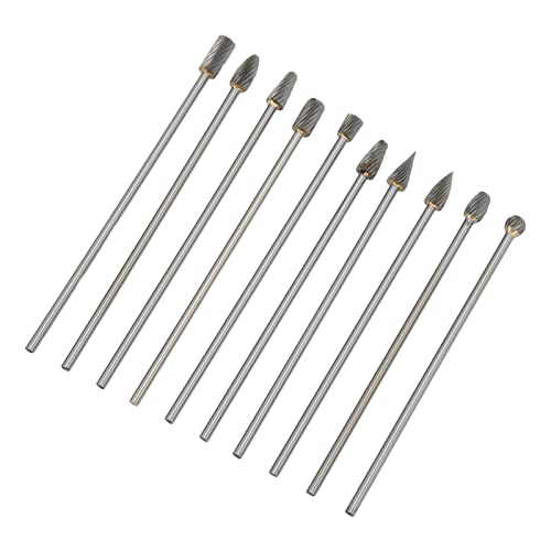 10-teiliges Hartmetall-Frässtift-Set, 3 Mm Schaft, Multifunktions-Schleifstiftfeilen für Luftfahrt, Automobil, Schiff von VOBOR