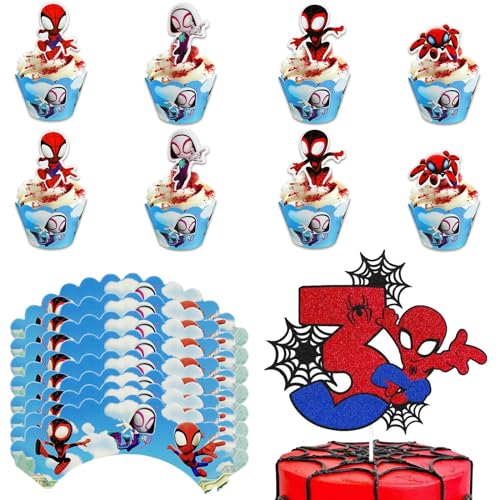 VOCDEMERI Tortendeko Geburtstagsdeko 3 Jahre 25 Stück Cartoon Cupcake Topper tortenaufleger Muffin Deko Kuchen Dekoration Supplies Cupcake Party Zubehör für Kinder Geburtstag von VOCDEMERI