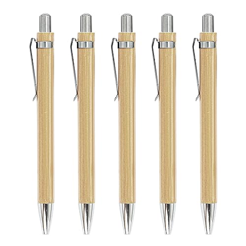 VOCUE Bambusstifte-Set, einziehbare Kugelschreiber mit reibungslosem Schreiberlebnis, Journaling Schulbedarf von VOCUE