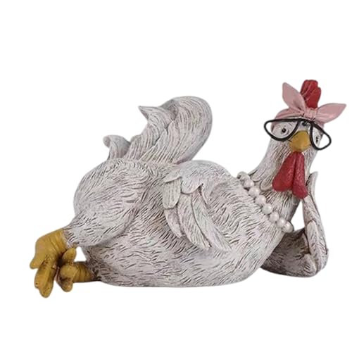 VOCUE Charm Huhn-Figur aus Kunstharz, bunte Statue für Zuhause und Büro, Dekoration, Bücherregal, Schreibtisch, modisches Accessoire von VOCUE