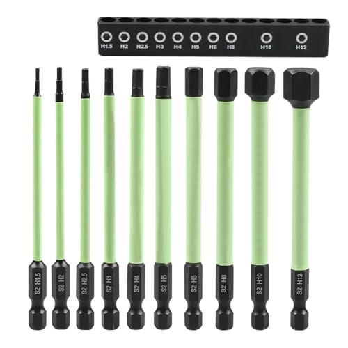 VOCUE Magnetischer Inbusschlüssel-Bohrer, Geschenk, Schlag-Sechskant-Inbusschlüssel-Bohrer-Set, 6,35 mm Sechskant-Schraubendreher-Bit, 1,5 mm-12 mm, 10 Stück von VOCUE