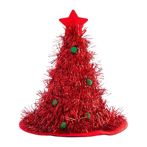 VOCUE Weihnachtsbaum-Nikolausmütze, weiche Vlies-Pailletten-Nikolausmütze, mit Sternspitze, Festival-Kostümmütze, Weihnachtsfeier-Dekorationen von VOCUE