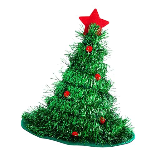 VOCUE Weihnachtsbaum-Nikolausmütze, weiche Vlies-Pailletten-Nikolausmütze, mit Sternspitze, Festival-Kostümmütze, Weihnachtsfeier-Dekorationen von VOCUE