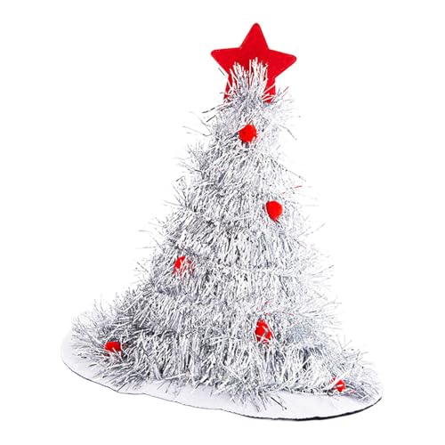 VOCUE Weihnachtsbaum-Nikolausmütze, weiche Vlies-Pailletten-Nikolausmütze, mit Sternspitze, Festival-Kostümmütze, Weihnachtsfeier-Dekorationen von VOCUE