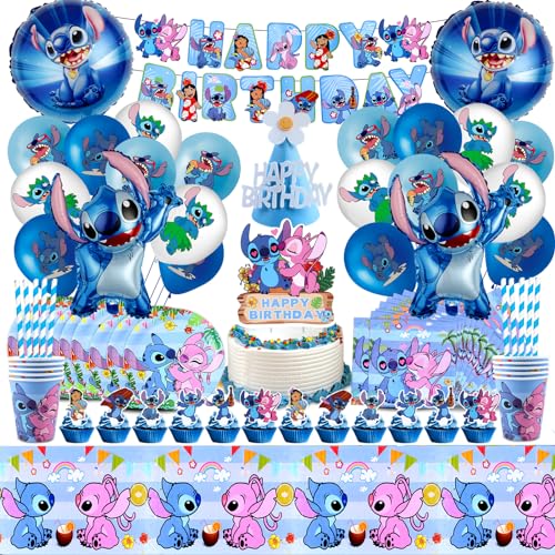 103 Pcs Geburtstagsdeko Luftballon, Party Geschirrset Kindergeburtstag, Helium Ballon, Party Pappteller Und Becher, Deko Torte, Servietten Party, Tischdecke Geburtstag Deko von VOENCSU