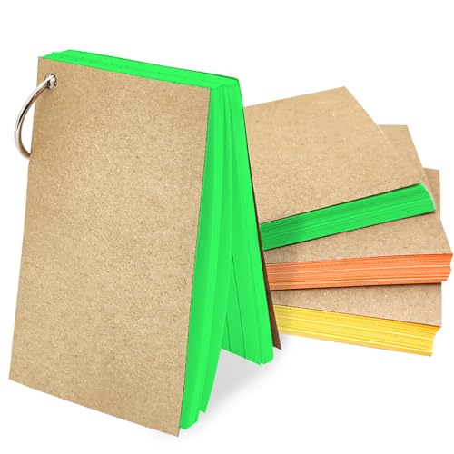 3er-Pack Lernkarten, 150 Blatt Revisionskarten, linierte Lernkarten, Karteikarten mit Metallbinderringen für Bürotreffen, Lernen in der Schule, Gedächtnis, Haftnotizen (Gelb, Grün, Orange) von VOGVOR