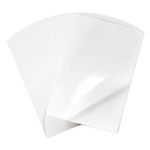 25 Blatt Sticker Papier zum Bedrucken A4 Inkjet Vinyl Aufkleber Selbstklebend Folie Druckpapier, Durchsichtiges PREMIUM Vinyl Aufkleberfolie Schnell Trocknen für Laser und Tintenstrahldrucker Drucker von VOHESEA