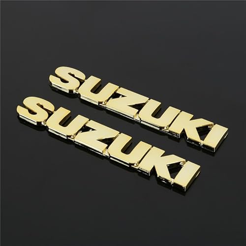 VOLBOZ 2 Stück Auto Emblem Aufkleber für Suzuki, Buchstaben Emblem Aufkleber, Auto Body Abzeichen Sticker, Logo Abzeichen Styling Dekorationsaufkleber,A Gold von VOLBOZ