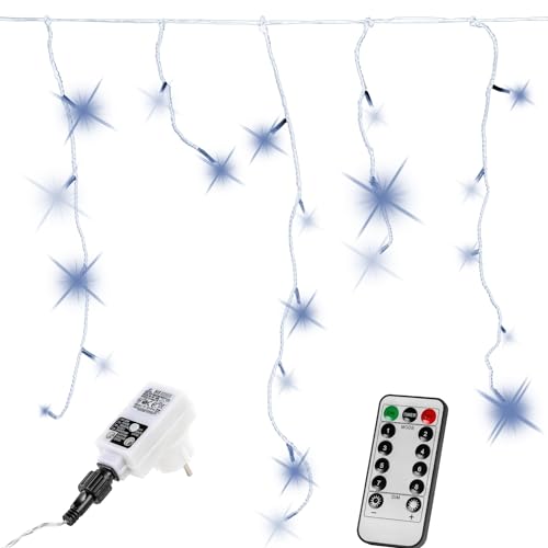 VOLTRONIC Frosty Rain Lichterkette, für den Innen- und Außenbereich, IP44, Größe und Farbe nach Wahl, 200 LEDs, kaltweiß fernbedienbar von VOLTRONIC