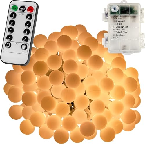 VOLTRONIC LED Partylichterkette, innen und außen, IP44, Batteriebetrieben, Fernbedienung, Größen- und Farbwahl, 100 LEDs, warmweiß von VOLTRONIC