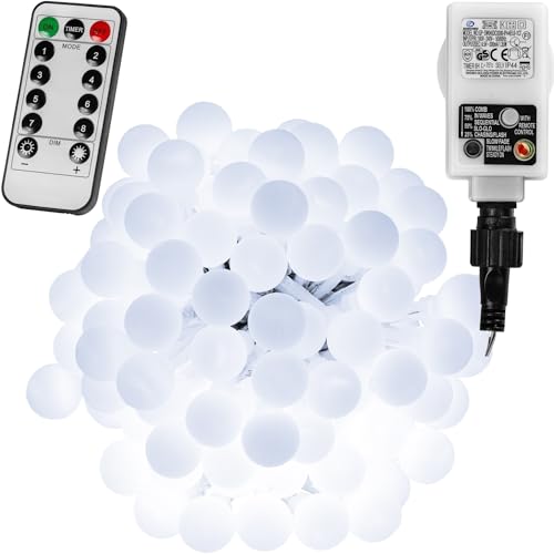 VOLTRONIC LED Partylichterkette, innen und außen, IP44, Fernbedienung, Größen- und Farbwahl, 100 LEDs, kaltweiß von VOLTRONIC