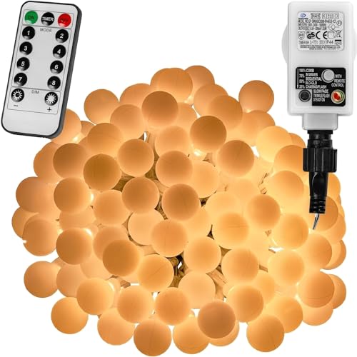 VOLTRONIC LED Partylichterkette, innen und außen, IP44, Fernbedienung, Größen- und Farbwahl, 50 LEDs, warmweiß von VOLTRONIC