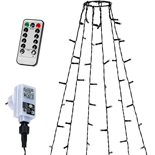 VOLTRONIC LED Überwurf Lichterkette mit Ring, innen und außen, IP44, Fernbedienung, Größen- und Farbwahl, 192 LEDs, kaltweiß von VOLTRONIC