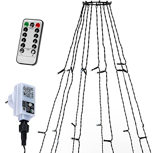 VOLTRONIC LED Überwurf Lichterkette mit Ring, innen und außen, IP44, Fernbedienung, Größen- und Farbwahl, 360 LEDs, kaltweiß von VOLTRONIC