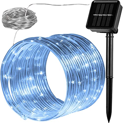 VOLTRONIC Solar Lichterschlauch 100 LEDs, innen und außen, IP44, 2 Leuchtmodi, Farbwahl, kaltweiß von VOLTRONIC