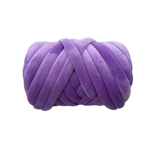 VONCYKI 1 kg 1000 g Samt-Garn, dick, sperrig, riesiger Faden, weiße Tasche für Handstricken, DIY, Arm, weich, große Decke, Teppich (violett, 1 kg) von VONCYKI